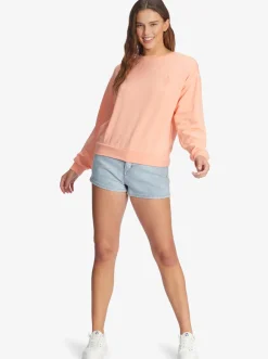 Roxy Sweatshirts & Hoodies*Surfing By Moonlight - Lounge Top Met Lange Mouw Voor Dames Papaya Punch
