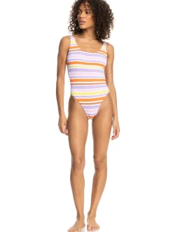Roxy Bikini'S*Surf.Kind.Kate. - Reversible One-Piece Swimsuit For Women Bright White Aloha Stripe Hori