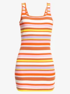 Roxy Jurken*Surf.Kind.Kate. - Rib Knit Dress For Women Vermillon Sun Struck Stripe
