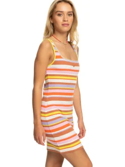Roxy Jurken*Surf.Kind.Kate. - Rib Knit Dress For Women Vermillon Sun Struck Stripe