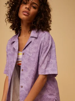 Roxy T-Shirts & Tops*Surf.Kind.Kate. - Short Sleeve Shirt For Women Purple Rose Surf Friends