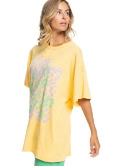 Roxy T-Shirts & Tops*Sweet Flowers - Oversized Boyfriend T-Shirt Voor Dames Flax