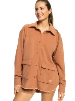 Roxy Jasjes & Jassen*Tech Fleece - Fleece Overshirt Voor Dames Mocha Mousse