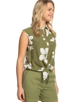 Roxy T-Shirts & Tops*Tropical View - Mouwloos Shirt Voor Dames Loden Green Surfrider Spirit B
