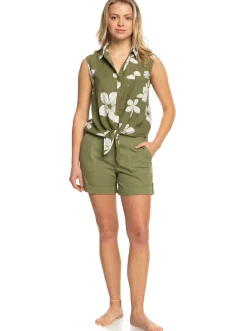 Roxy T-Shirts & Tops*Tropical View - Mouwloos Shirt Voor Dames Loden Green Surfrider Spirit B
