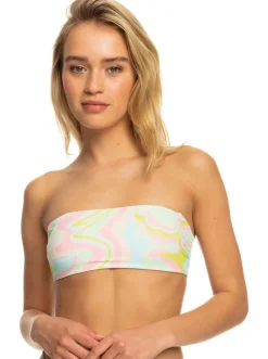 Roxy Bikini Tops*Tropics Hype - Bandeau Bikini Top For Women Ambroisia Swirl Swim