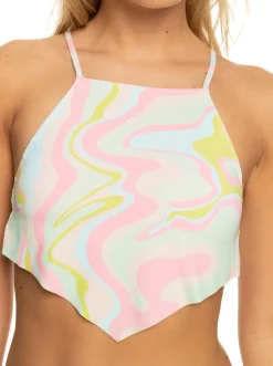 Roxy Bikini Tops*Tropics Hype - Crop Bikini Top For Women Ambroisia Swirl Swim