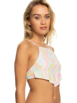 Roxy Bikini Tops*Tropics Hype - Crop Bikini Top For Women Ambroisia Swirl Swim