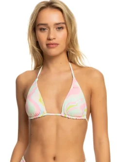Roxy Bikini Tops*Tropics Hype - Reversible Tiki Tri Bikini Top For Women Ambroisia Swirl Swim