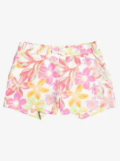 Roxy Jeans & Broeken*Twenty Five Miles - Short Van Joggingstof Voor Meisjes 4-16 Snow White Bayside Blooms