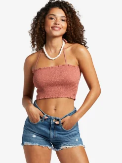 Roxy T-Shirts & Tops*Warm Waters - Bandeau Top For Women Cedar Wood