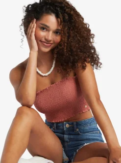 Roxy T-Shirts & Tops*Warm Waters - Bandeau Top For Women Cedar Wood