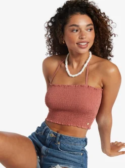 Roxy T-Shirts & Tops*Warm Waters - Bandeau Top For Women Cedar Wood