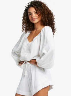 Roxy T-Shirts & Tops*What A Vibe - Long Sleeve Crop Top For Women Snow White